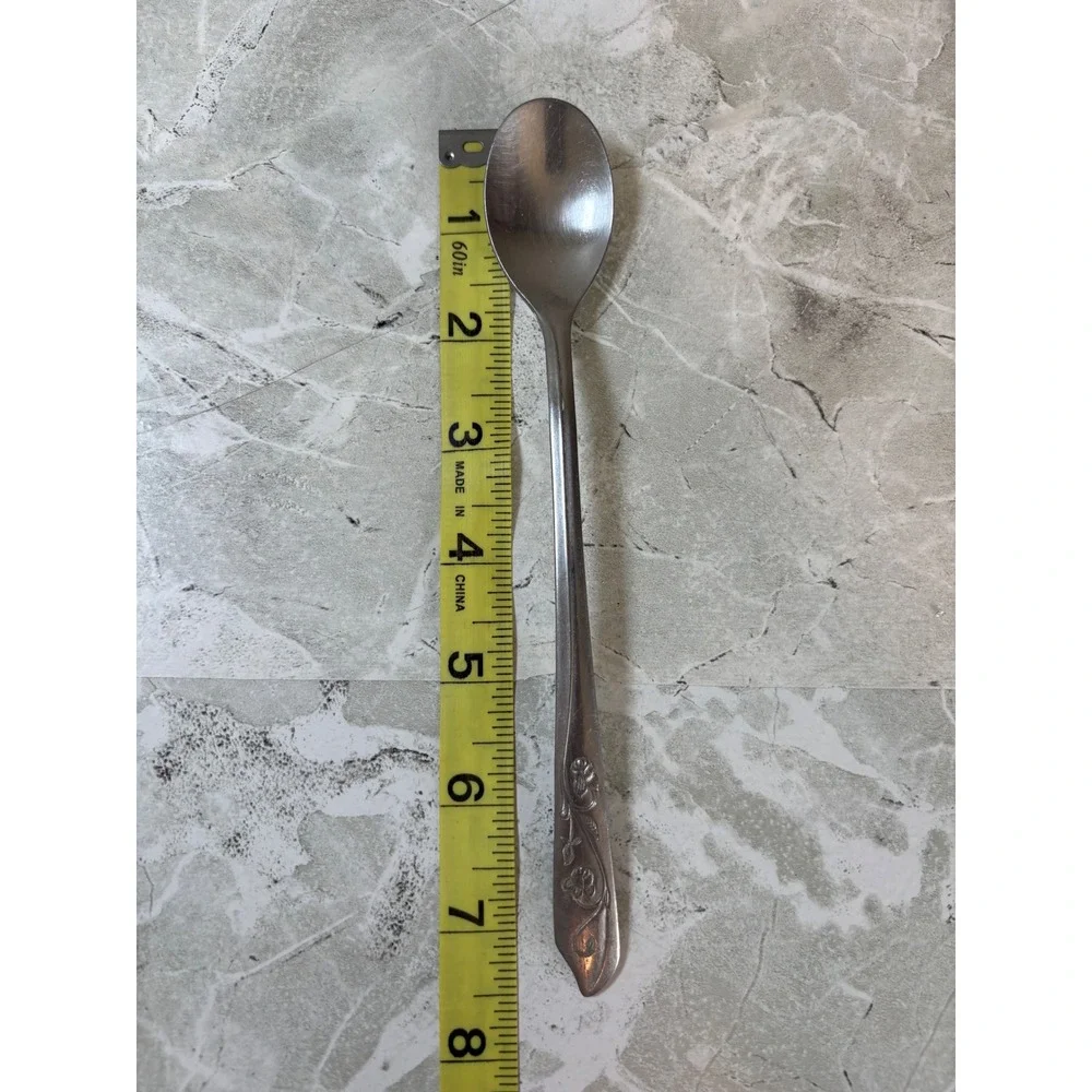 Kingsway‎ Stainless Long Handle Floral Iced Tea Spoon Coffee Spoon Set of 1